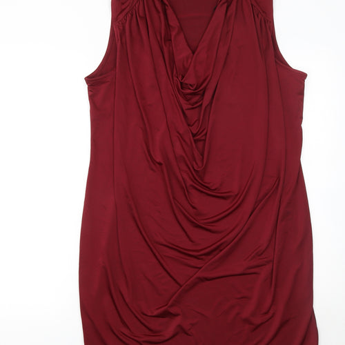 H&M Womens Red Cowl Neck Sleeveless Sheath Dress Size 14