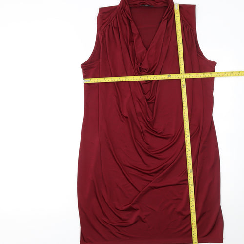 H&M Womens Red Cowl Neck Sleeveless Sheath Dress Size 14