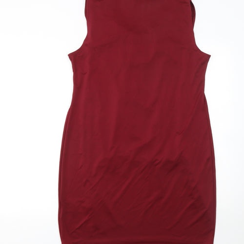 H&M Womens Red Cowl Neck Sleeveless Sheath Dress Size 14