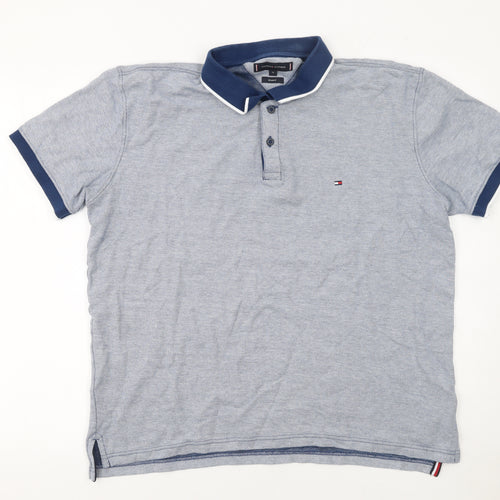 Tommy Hilfiger Men's Blue XL Regular Fit Cotton Polo Shirt