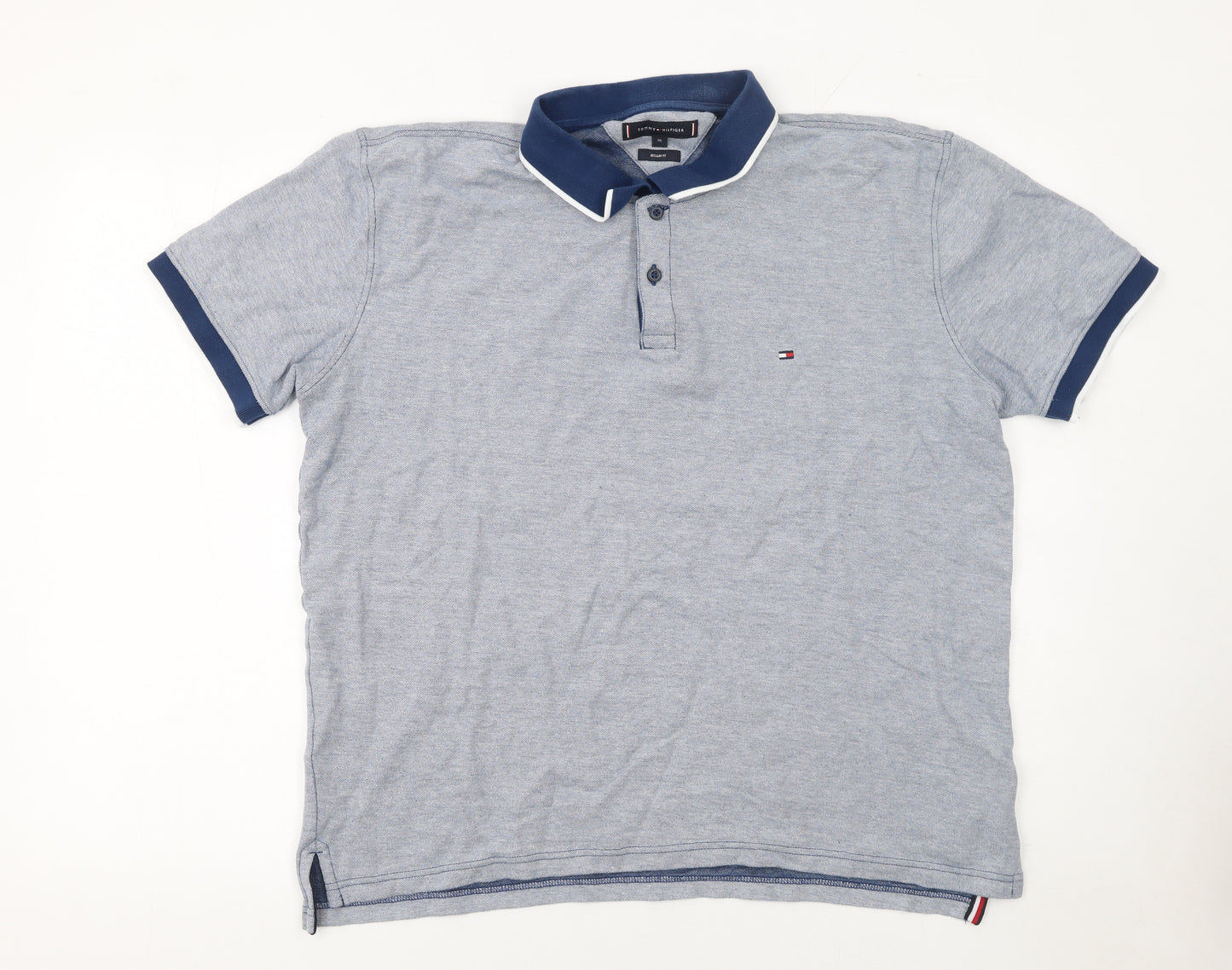 Tommy Hilfiger Men's Blue XL Regular Fit Cotton Polo Shirt
