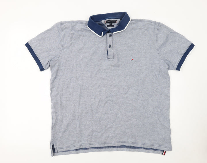 Tommy Hilfiger Men's Blue XL Regular Fit Cotton Polo Shirt