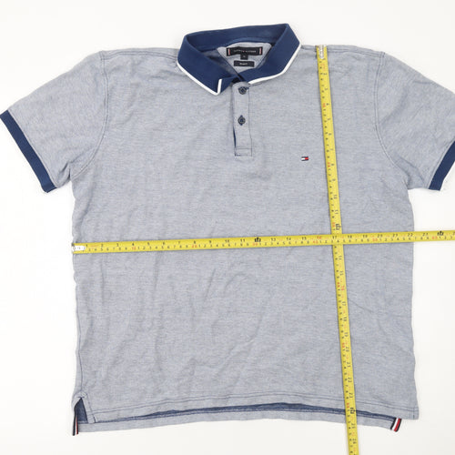 Tommy Hilfiger Men's Blue XL Regular Fit Cotton Polo Shirt