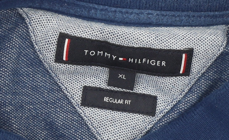 Tommy Hilfiger Men's Blue XL Regular Fit Cotton Polo Shirt
