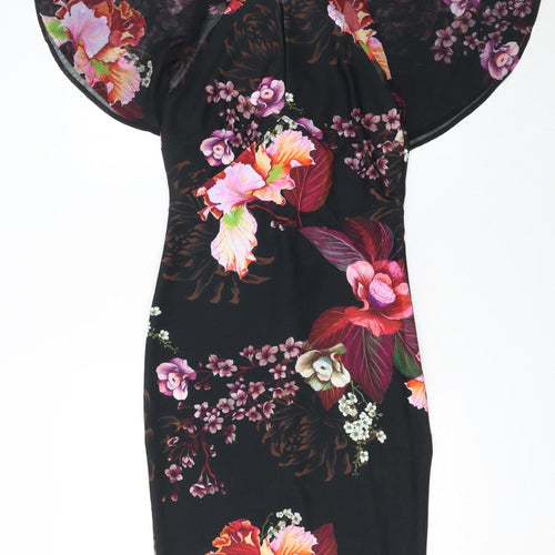 Next Women Black Floral Sheath Dress Size 10 Elegant Cocktail