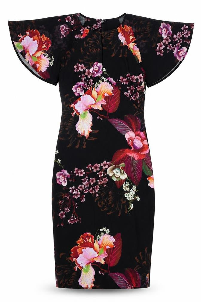 Next Women Black Floral Sheath Dress Size 10 Elegant Cocktail