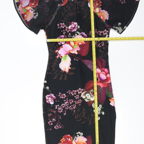 Next Women Black Floral Sheath Dress Size 10 Elegant Cocktail