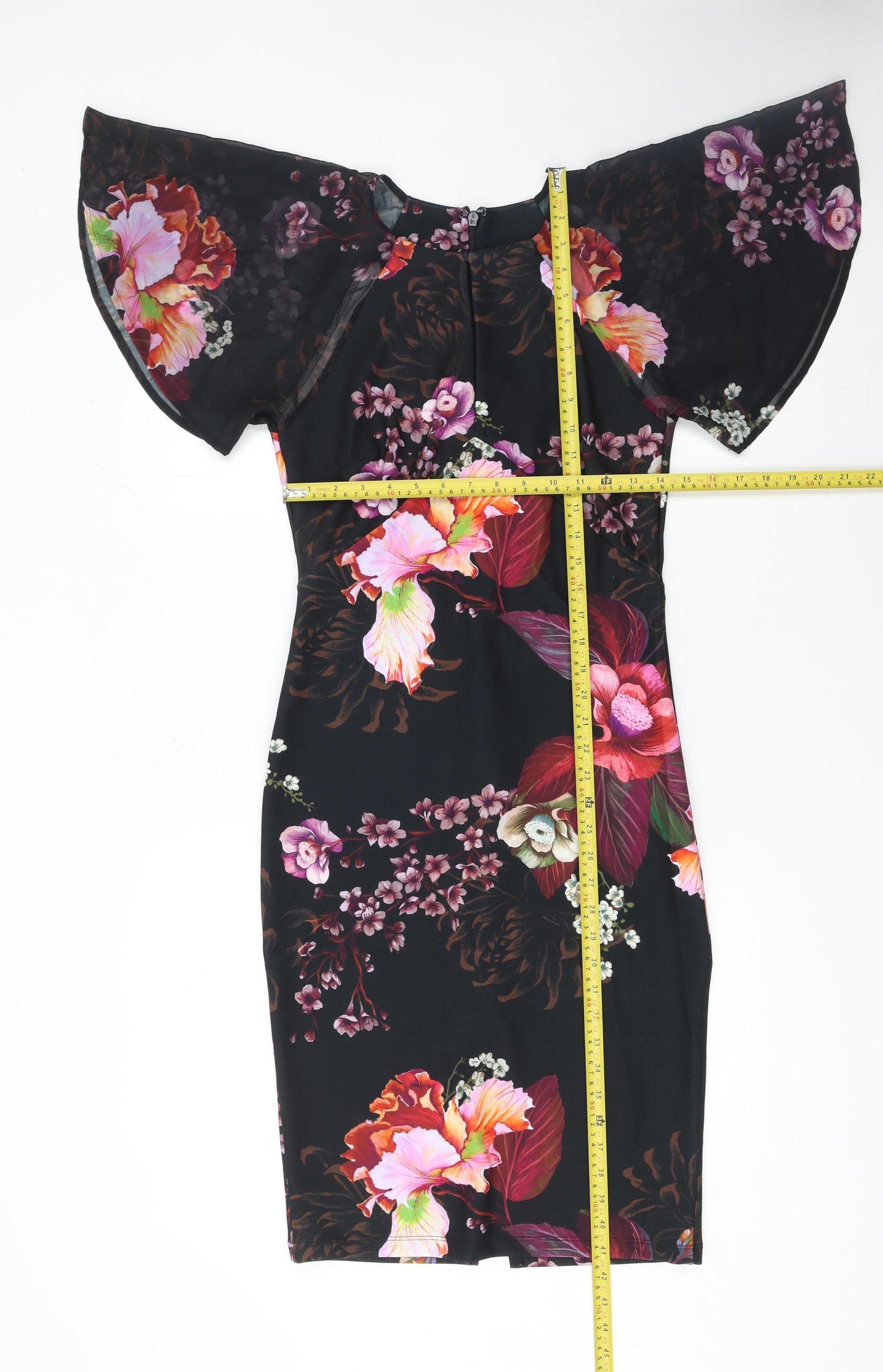 Next Women Black Floral Sheath Dress Size 10 Elegant Cocktail