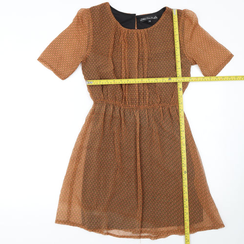 Mela Loves London Women Brown Short Fit & Flare Dress Size 10