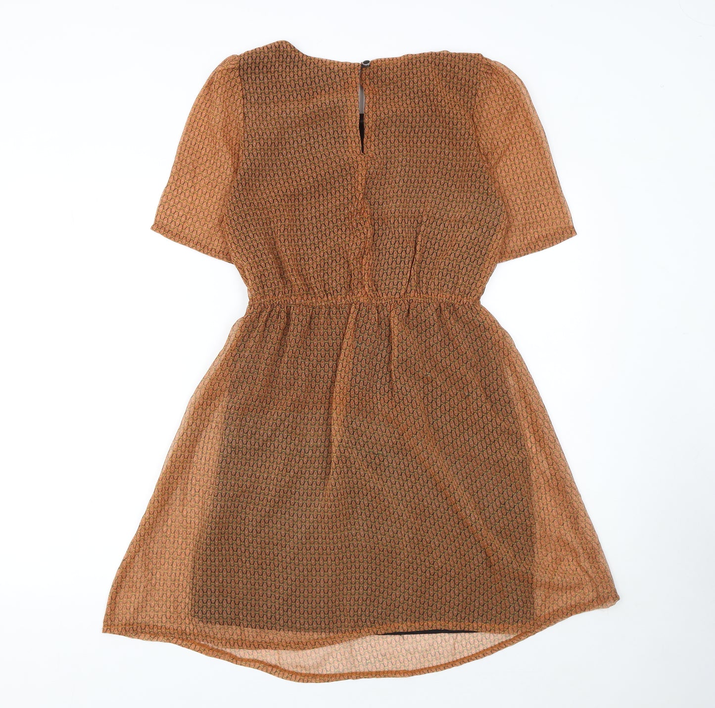 Mela Loves London Women Brown Short Fit & Flare Dress Size 10
