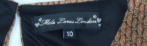 Mela Loves London Women Brown Short Fit & Flare Dress Size 10