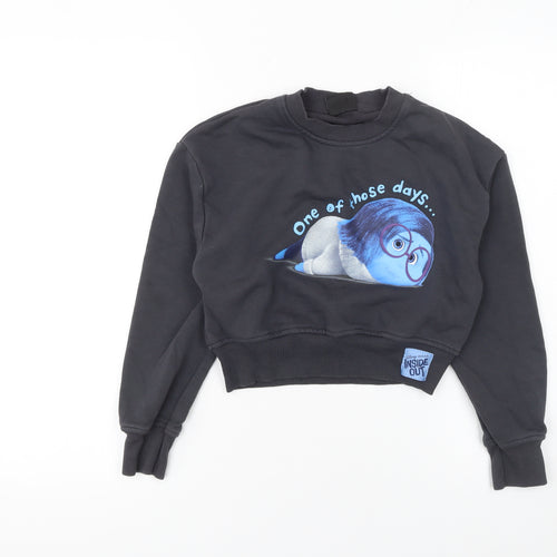 Primark Girls Black Inside Out Sadness Pullover Sweatshirt 9-10 Years