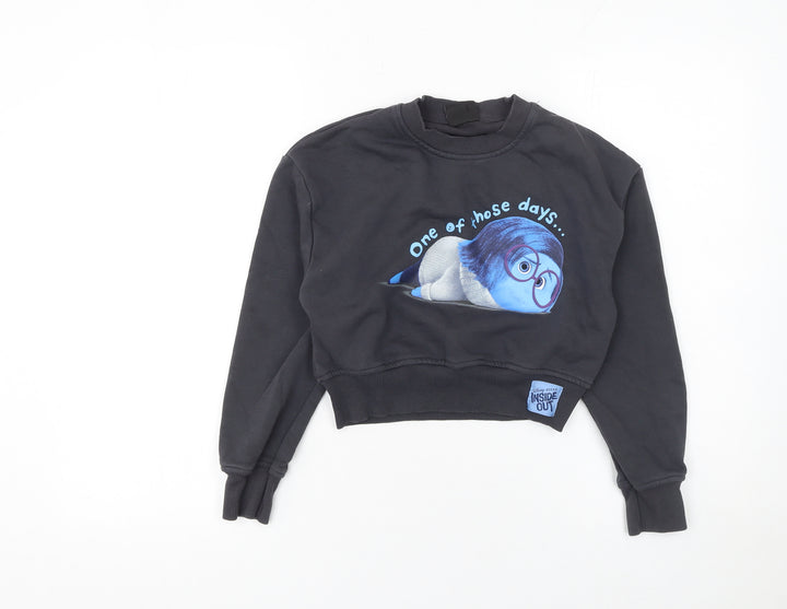 Primark Girls Black Inside Out Sadness Pullover Sweatshirt 9-10 Years