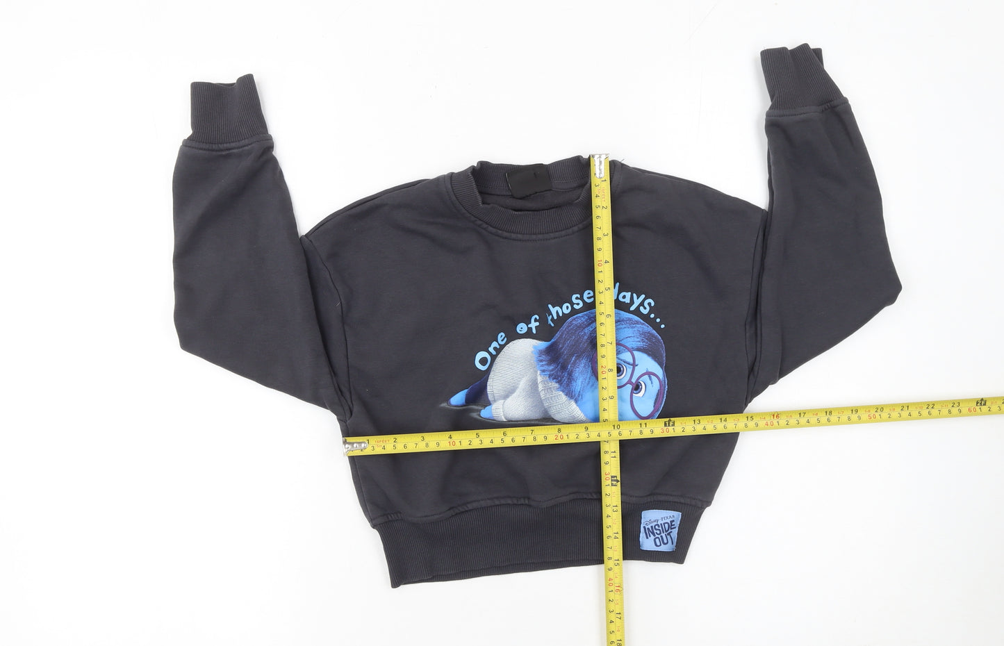 Primark Girls Black Inside Out Sadness Pullover Sweatshirt 9-10 Years