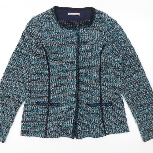Charmance Women’s Blue Knit Cardigan UK 14 Round Neck Long Sleeve