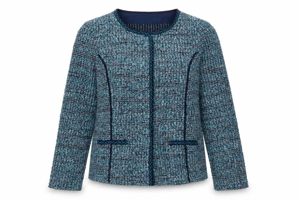 Charmance Women’s Blue Knit Cardigan UK 14 Round Neck Long Sleeve