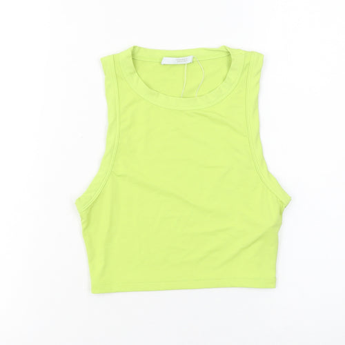ZARA Women's Green Cropped Tank Top Size 12 Slim Fit Sleeveless