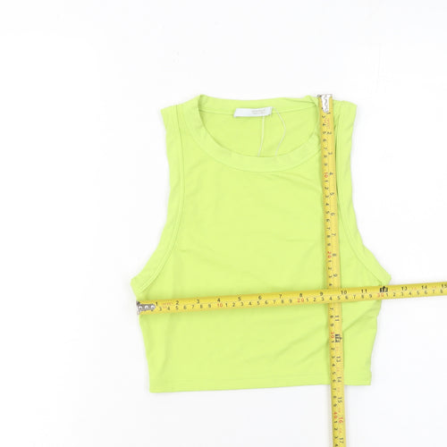 ZARA Women's Green Cropped Tank Top Size 12 Slim Fit Sleeveless