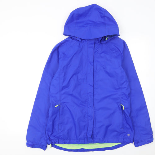 Dunnes Stores Women’s Blue Hooded Rain Jacket Size 10 Lightweight Windproof