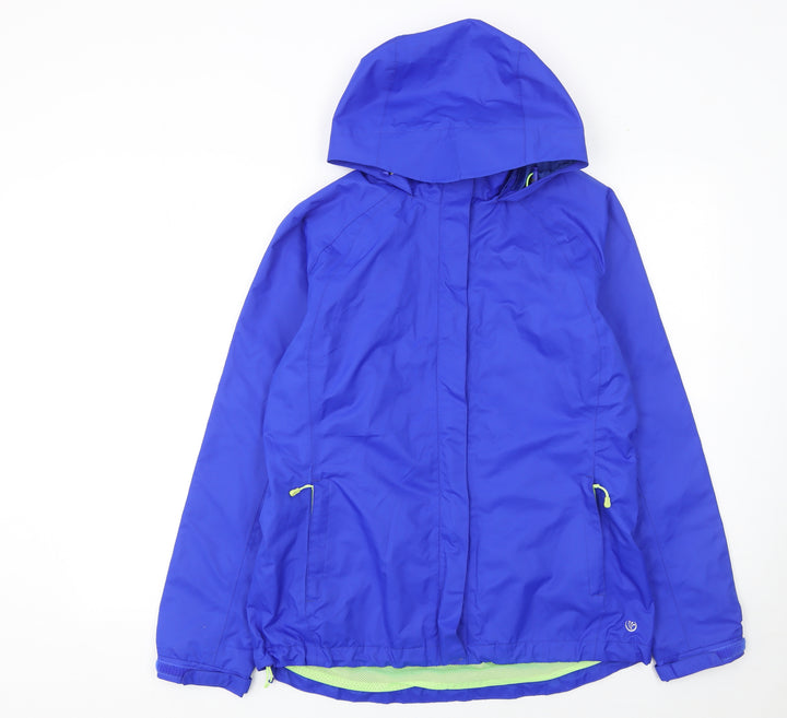 Dunnes Stores Women’s Blue Hooded Rain Jacket Size 10 Lightweight Windproof