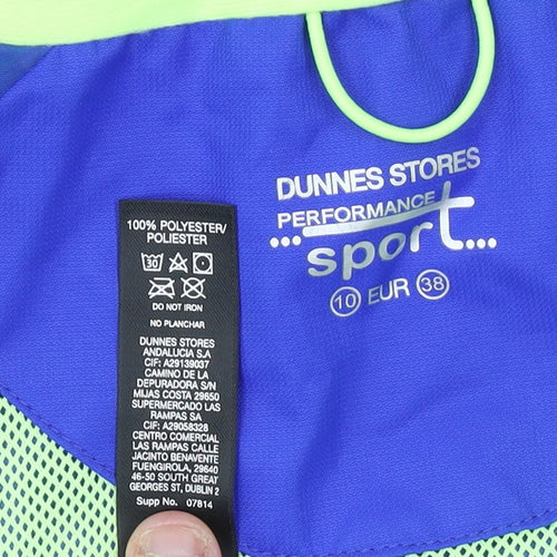 Dunnes Stores Women’s Blue Hooded Rain Jacket Size 10 Lightweight Windproof