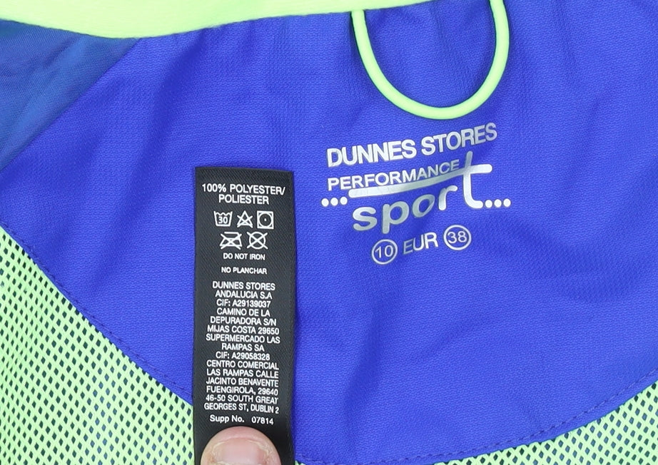 Dunnes Stores Women’s Blue Hooded Rain Jacket Size 10 Lightweight Windproof