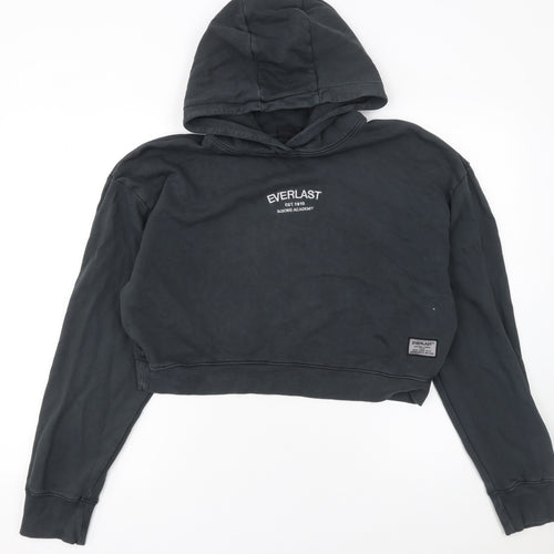 Everlast Womens Black Cropped Hoodie UK 12 Cotton Pullover