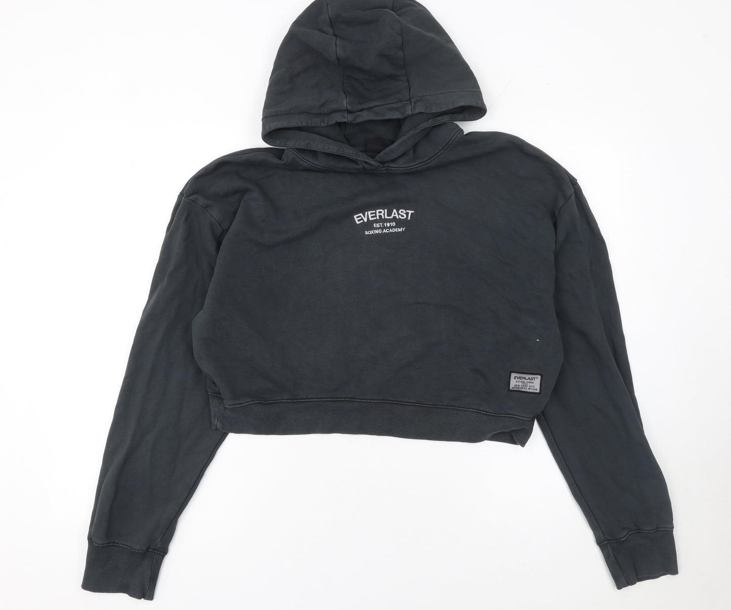 Everlast Womens Black Cropped Hoodie UK 12 Cotton Pullover