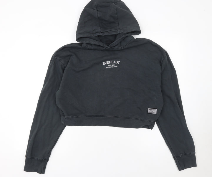 Everlast Womens Black Cropped Hoodie UK 12 Cotton Pullover