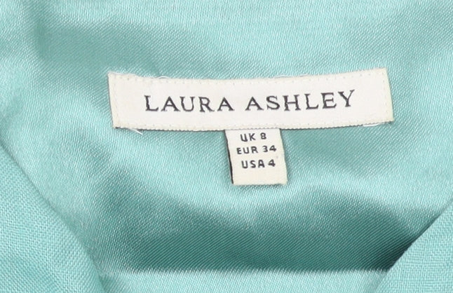 Laura Ashley Women's Green Linen Fit & Flare Knee Dress Size 8