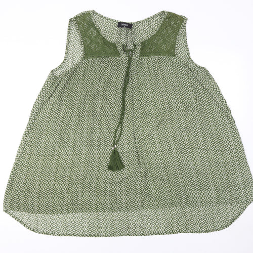 Klass Women’s Green Geometric Sleeveless Tunic Blouse Size 14