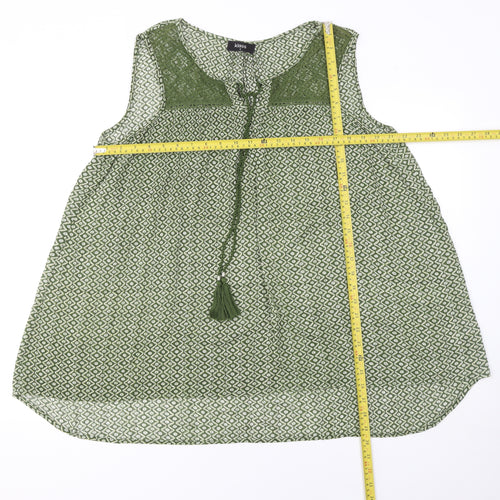Klass Women’s Green Geometric Sleeveless Tunic Blouse Size 14