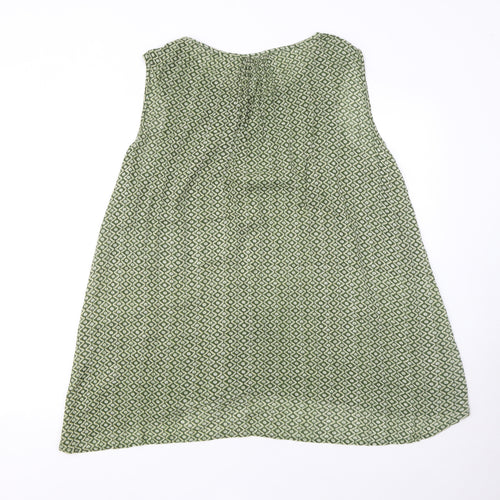 Klass Women’s Green Geometric Sleeveless Tunic Blouse Size 14