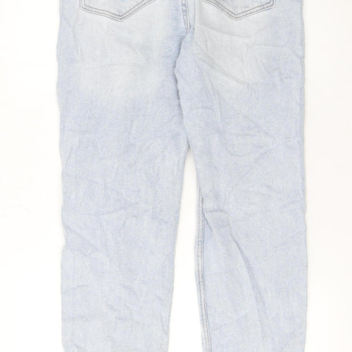 Stradivarius Women Blue Size 16 High Rise Distressed Mom Jeans