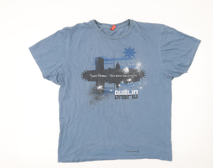 FanShirt Mens Blue Graphic Snow Patrol Dublin XL Cotton T-Shirt