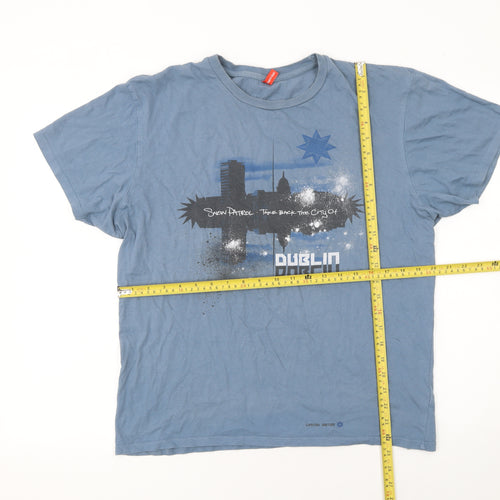 FanShirt Mens Blue Graphic Snow Patrol Dublin XL Cotton T-Shirt