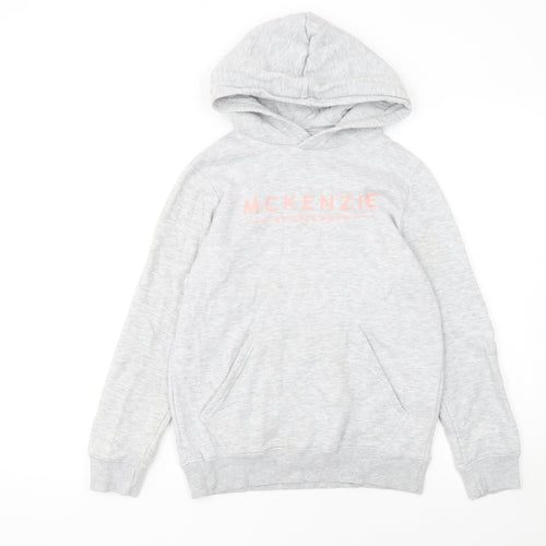 McKenzie Girls Grey Pullover Hoodie 12-13 Years Logo Fleece Sweatshirt