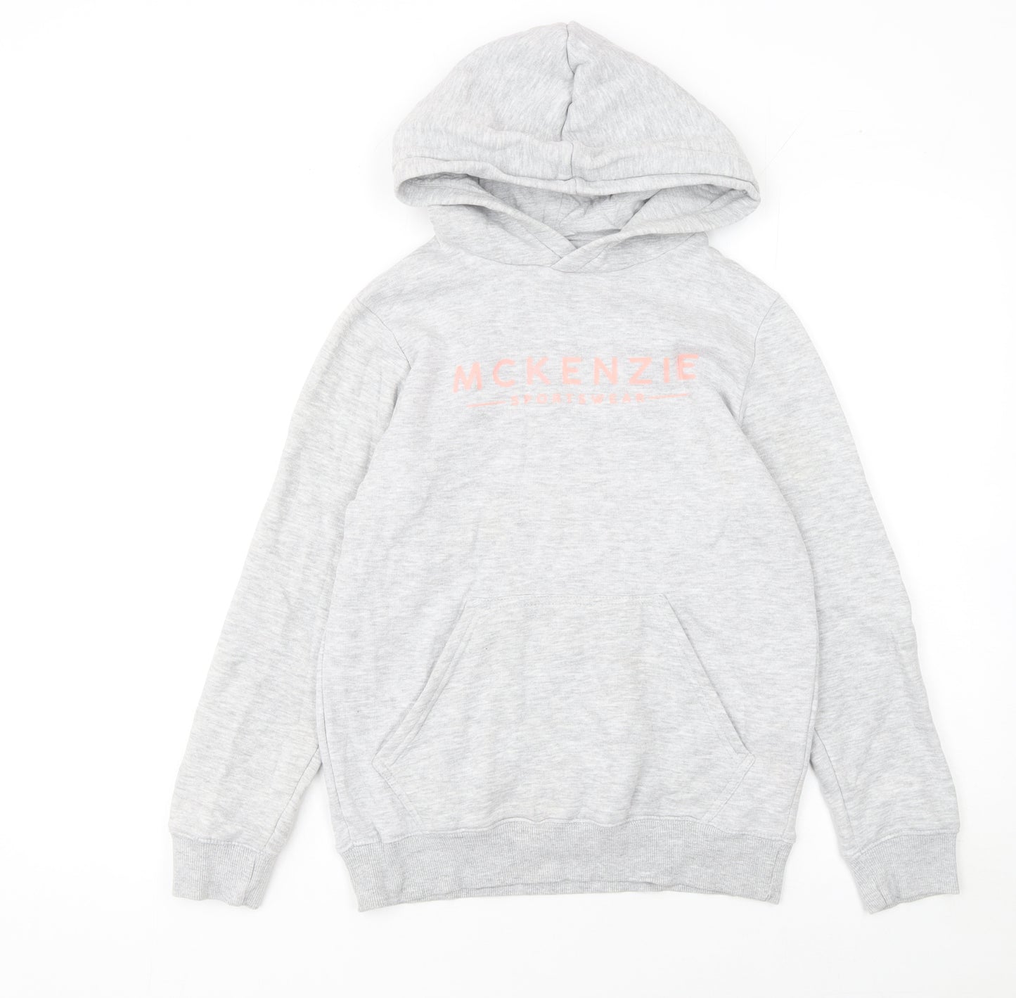 McKenzie Girls Grey Pullover Hoodie 12-13 Years Logo Fleece Sweatshirt