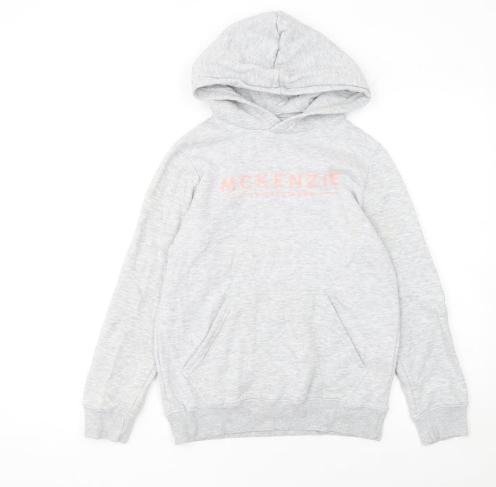 McKenzie Girls Grey Pullover Hoodie 12-13 Years Logo Fleece Sweatshirt