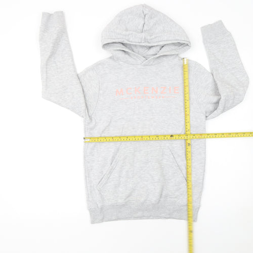 McKenzie Girls Grey Pullover Hoodie 12-13 Years Logo Fleece Sweatshirt