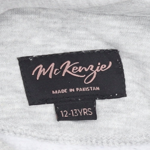 McKenzie Girls Grey Pullover Hoodie 12-13 Years Logo Fleece Sweatshirt