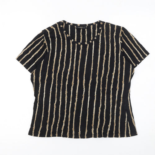 Jim Thompson Women’s Black Striped Silk Short Sleeve T-Shirt L