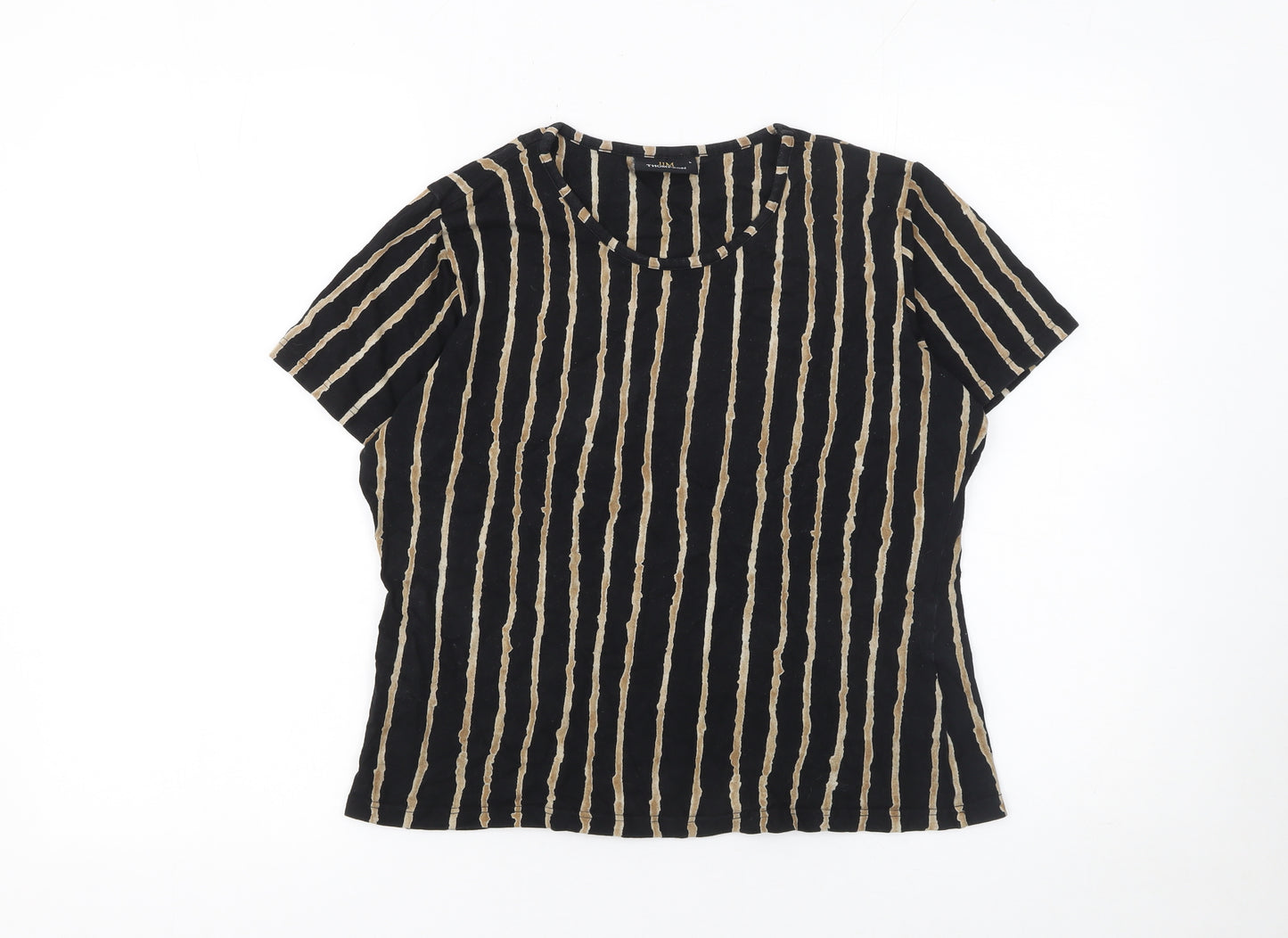 Jim Thompson Women’s Black Striped Silk Short Sleeve T-Shirt L