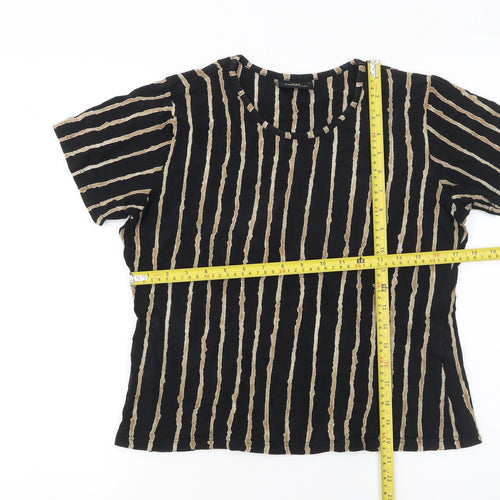 Jim Thompson Women’s Black Striped Silk Short Sleeve T-Shirt L