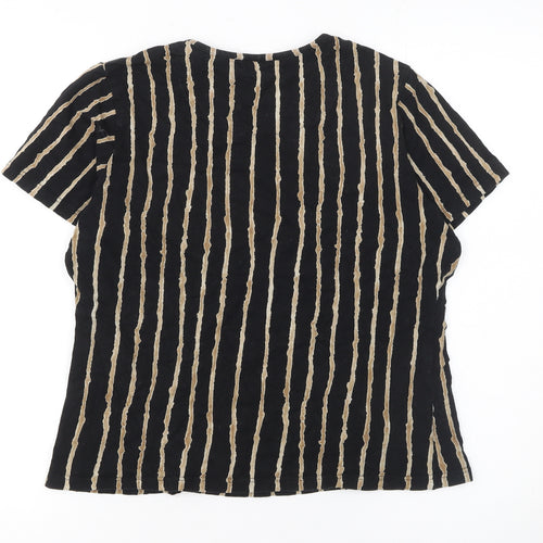 Jim Thompson Women’s Black Striped Silk Short Sleeve T-Shirt L