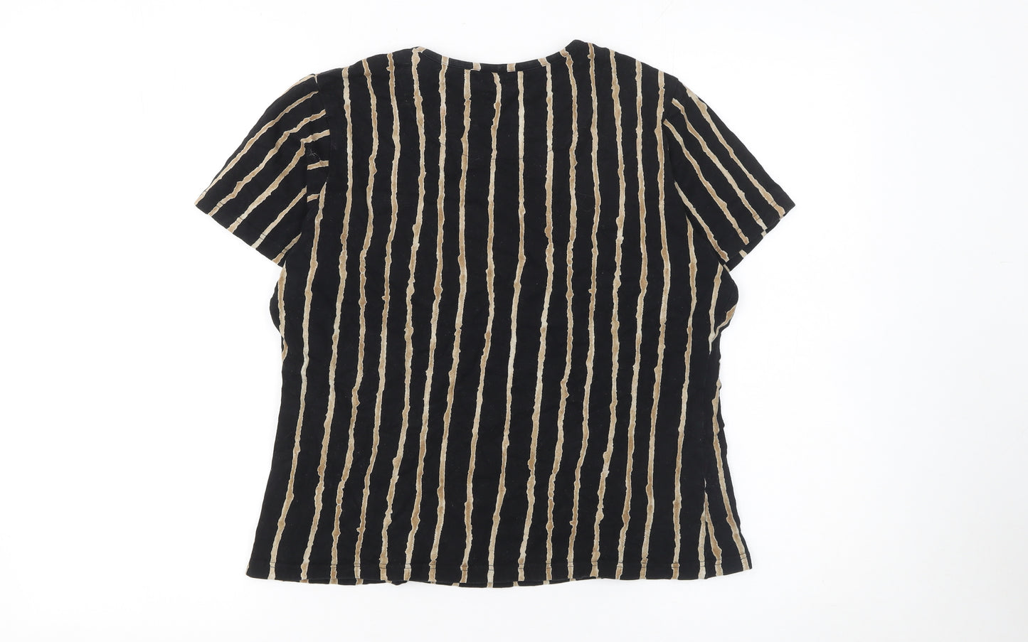 Jim Thompson Women’s Black Striped Silk Short Sleeve T-Shirt L