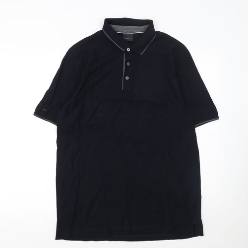 Bugatti Men's Black Cotton Polo Shirt Size L Short Sleeve Classic Fit