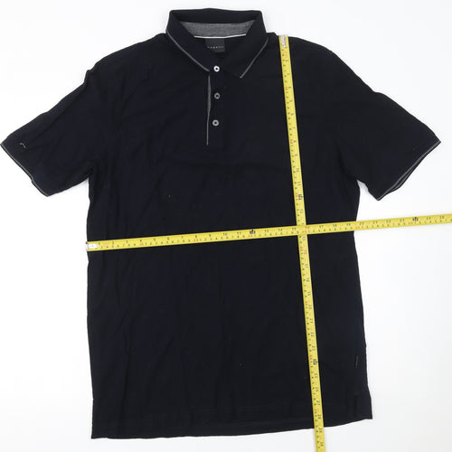 Bugatti Men's Black Cotton Polo Shirt Size L Short Sleeve Classic Fit