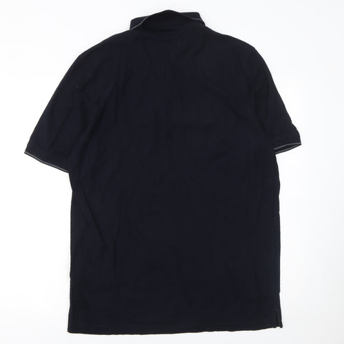 Bugatti Men's Black Cotton Polo Shirt Size L Short Sleeve Classic Fit