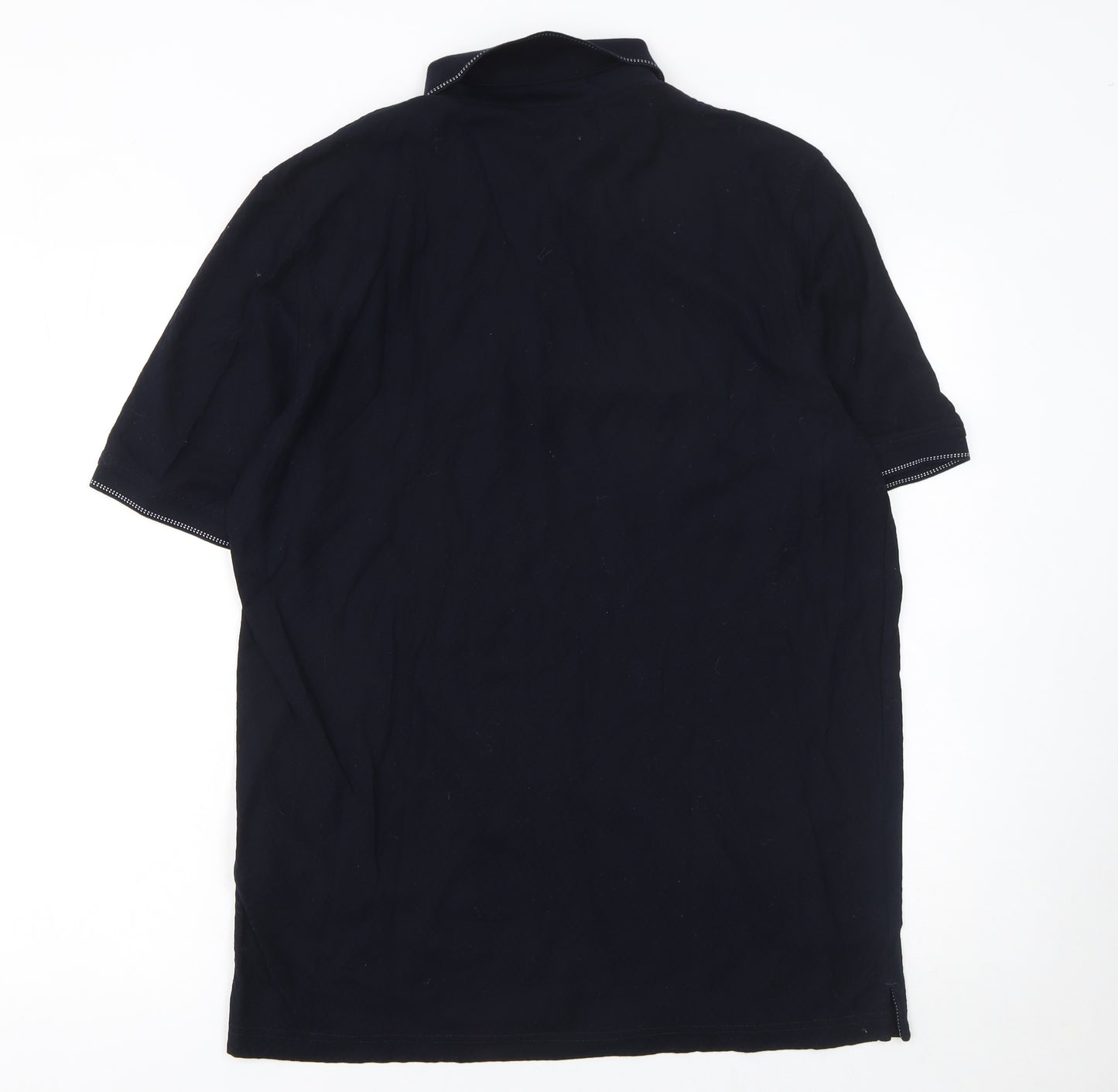 Bugatti Men's Black Cotton Polo Shirt Size L Short Sleeve Classic Fit